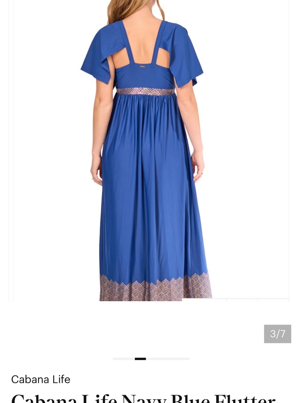 Cabana Life Blue Maxi Dress with flutter sleeve - Picture 7 of 7